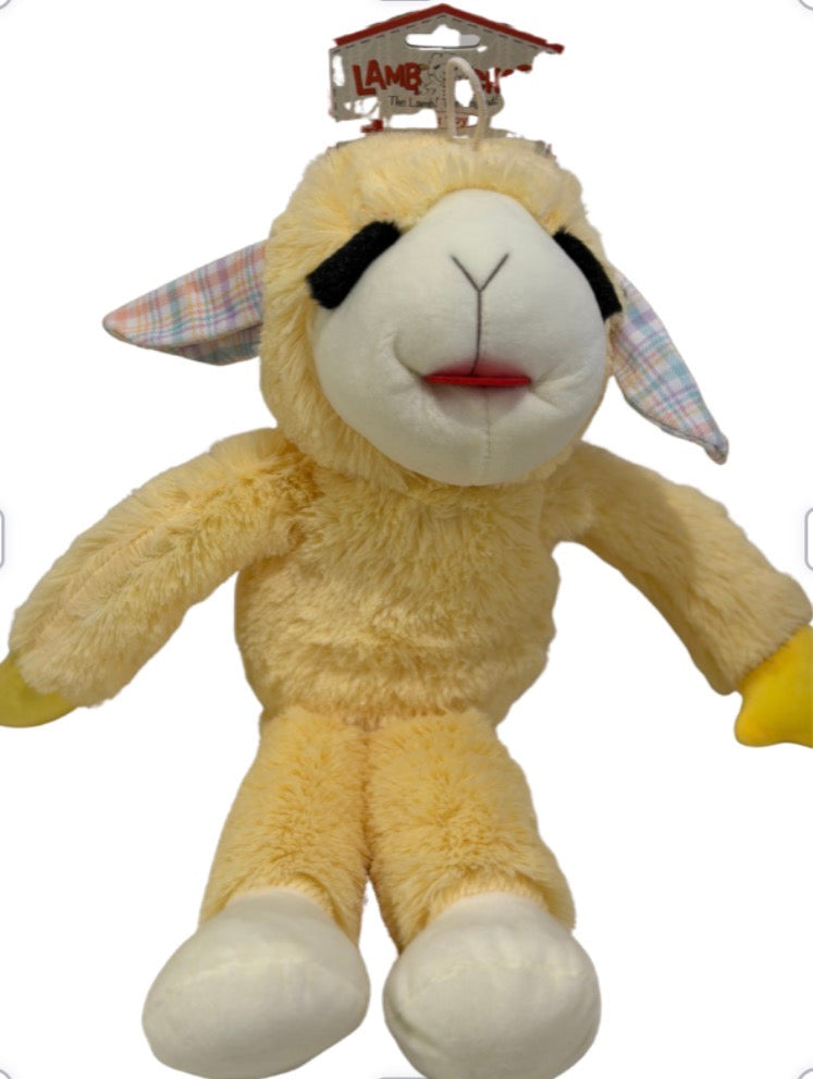 STANDING FLOPPY YELLOW PLAID EASTER LAMB CHOP TOY