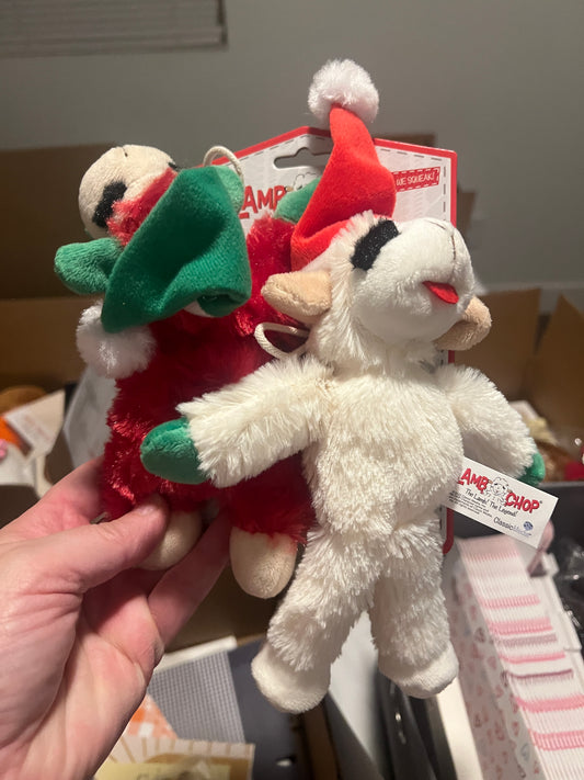 2 PK LAMB CHOP TOY -RED & WHITE
