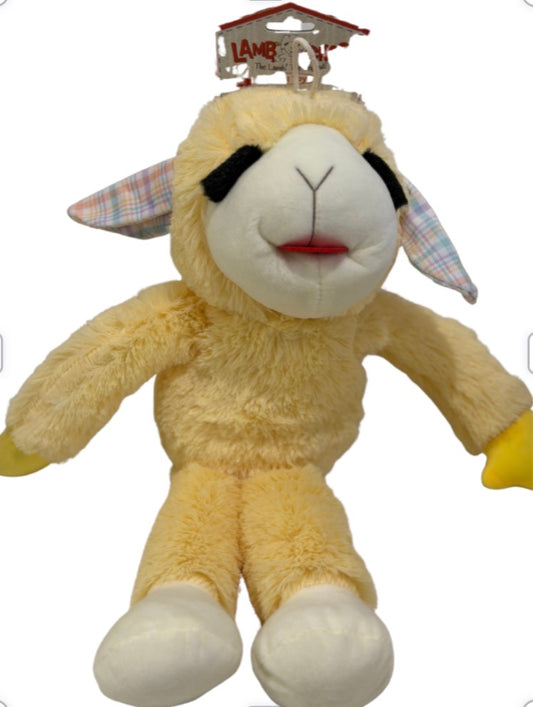 STANDING FLOPPY YELLOW PLAID EASTER LAMB CHOP TOY