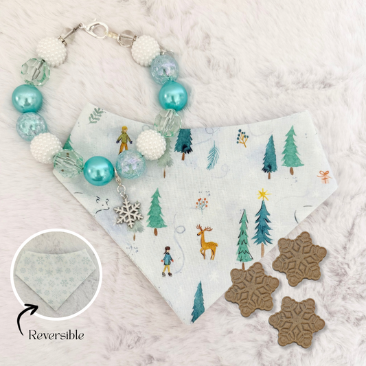 WINTER WONDERLAND TREAT, BANDANA, NECKLACE, CHARM, BUNDLE